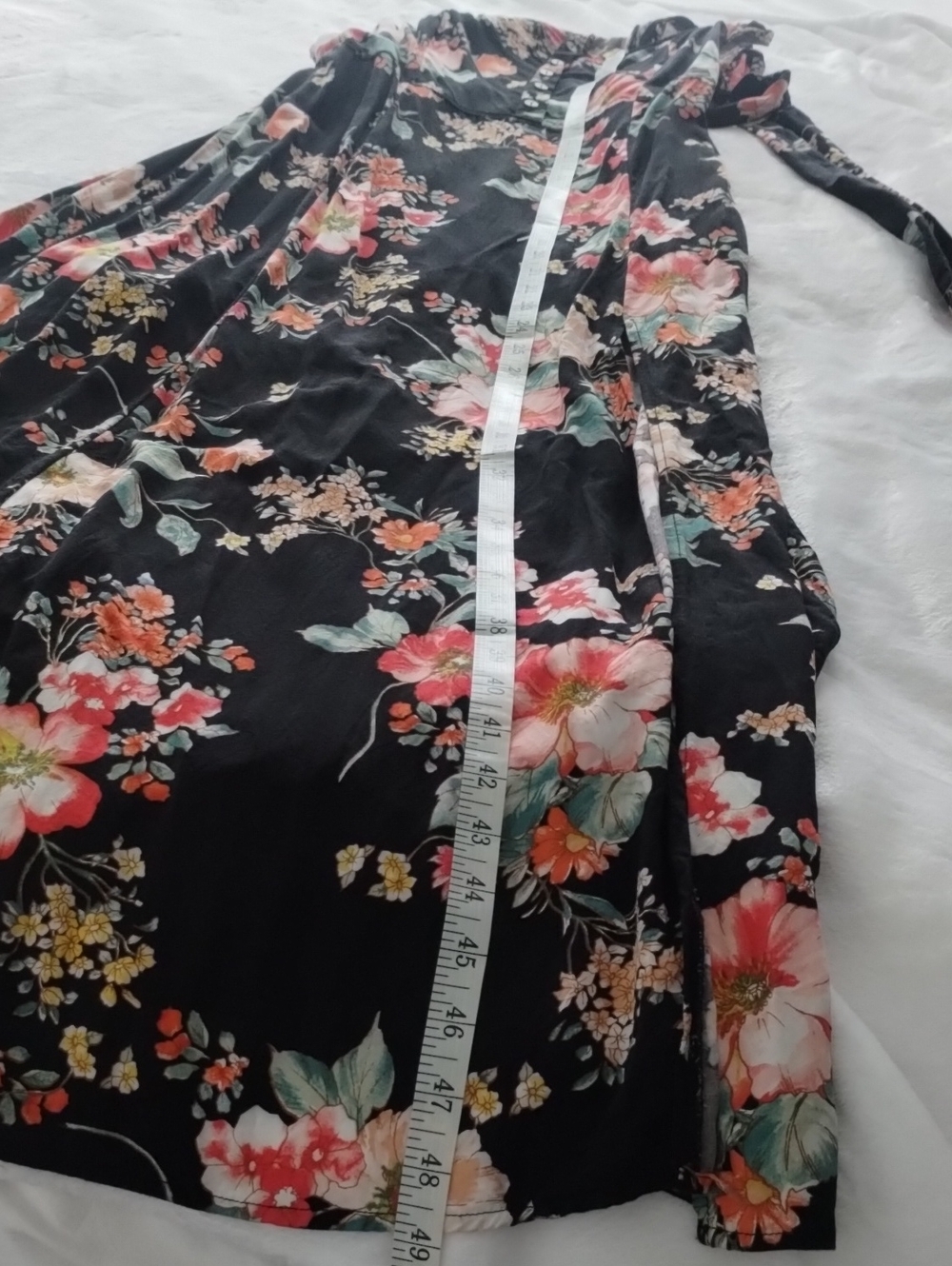 Band of Gypsies Off-Shoulder Maxi with Thigh Slit Black Floral - Picture 14 of 14